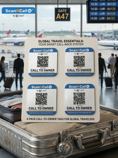 ScanNcall Travel Essentials QR Pack (4 Tags)